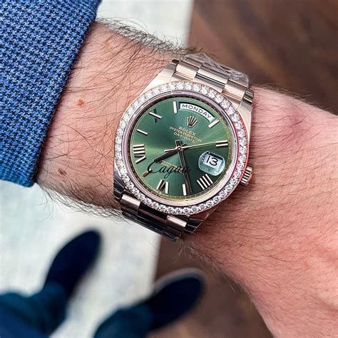 rolex president gold green dial|olive dial day date.